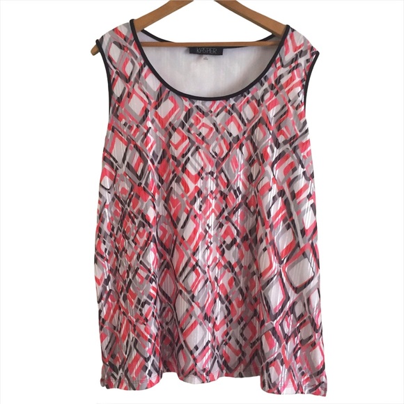KASPER Sleeveless Print Blouse Top  Sz 1X - Picture 1 of 5